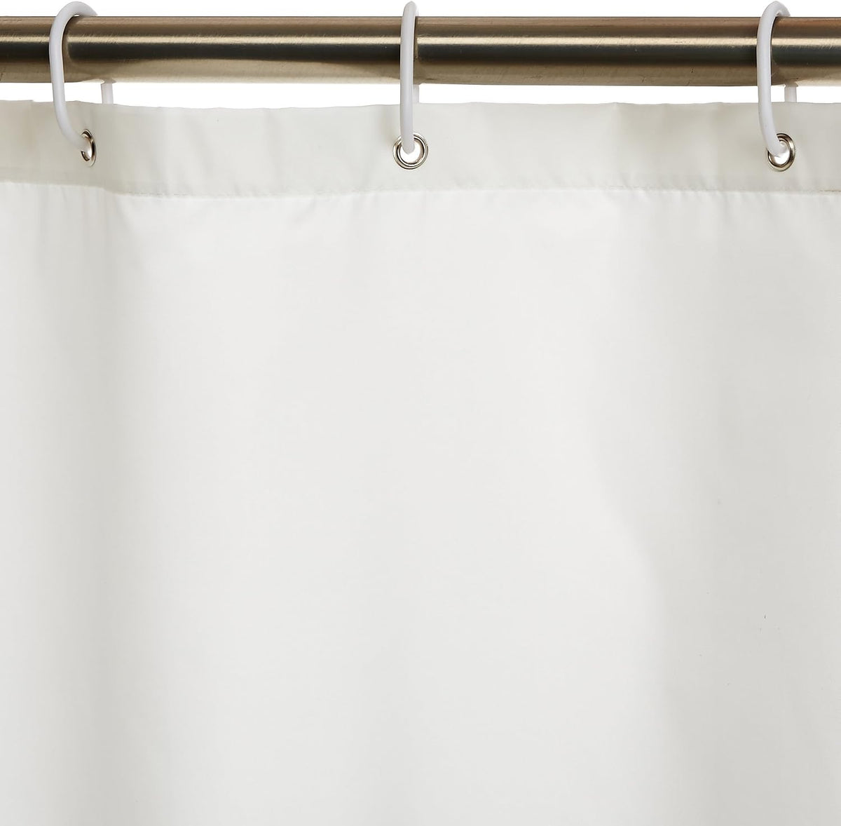 Amazon Basics Bathroom Shower Curtain, Water Repellent Fabric with Weighted Hem, Grommets & Hooks, Machine Washable, 72"x72", White