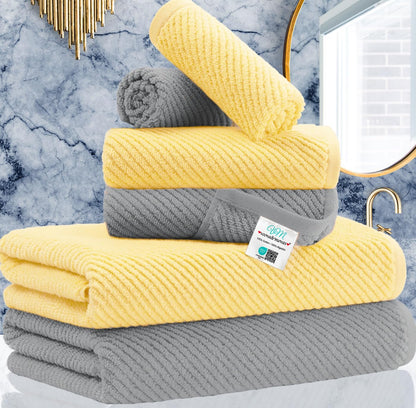 VOOVA & MOVAS 6PC Towel Set, 100% Cotton, Aqua Teal