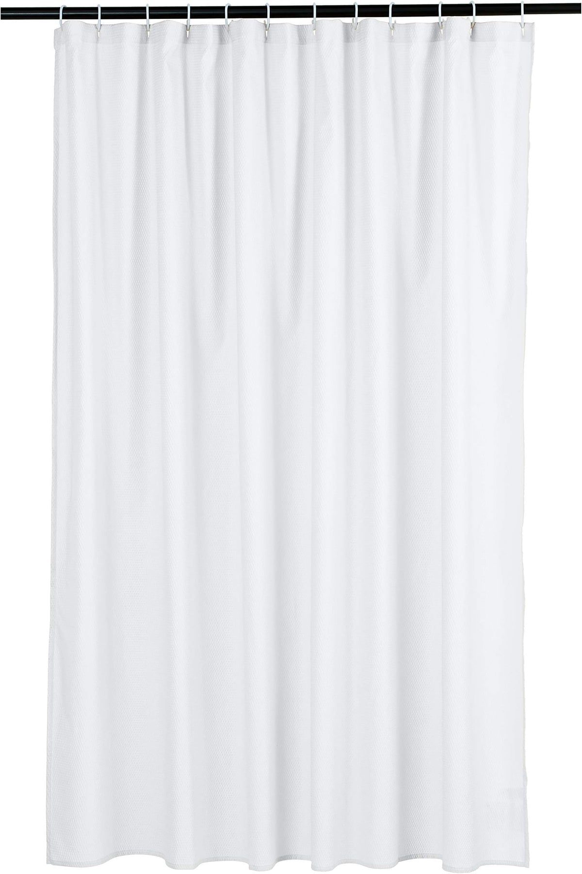 Amazon Basics Bathroom Shower Curtain, Water Repellent Fabric with Weighted Hem, Grommets & Hooks, Machine Washable, 72"x72", White