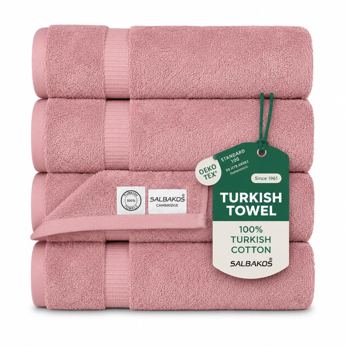 SALBAKOS 4-Piece 100% Turkish Cotton Bath Towels, 27x54 inch, White