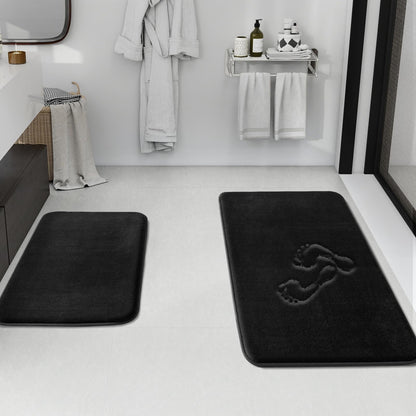 HUXMEYSON Bathroom Rugs Sets 3 Piece, Non-Slip & Quick Dry Bath Mat Set, Ultra Soft Velvet Bath Rugs for Bathroom, Toilet and Shower Floor, Grey