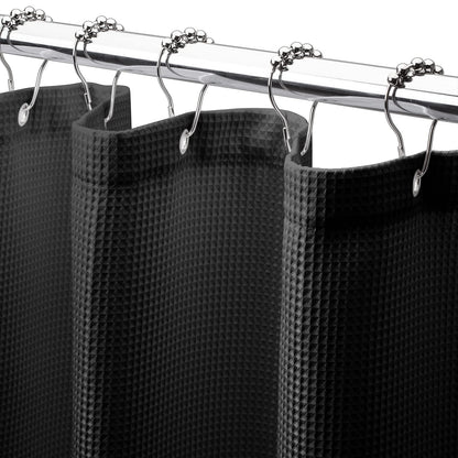 AmazerBath White Shower Curtain Fabric, Waffle Shower Curtains for Bathroom, Cloth Shower Curtain Heavy Duty, Thick Bathroom Shower Curtains Hotel Quality, Premium Polyester, 72x72 Inches