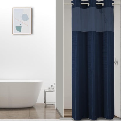 Colorful Star Sage Green No Hook Waffle Shower Curtain Set, 72 x 75 Inch