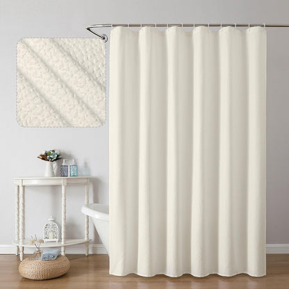 OWENIE Pink Shower Curtain for Bathroom 72x72 Inch, 3D Embossed Textured Waffle Fabric Shower Curtains, Soft Hotel Farmhouse Style, Water Repellent, Machine Washable, Pink, 72" W x 72" L