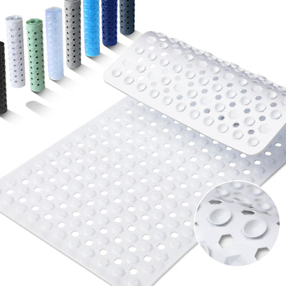 Yimobra Bathtub Mat Non Slip, 34.5"X15.5" Long Shower Mat for Inside Shower, Machine Washable Bath Mat with Drain Holes & Strong Suction Cups, Soft on Feet, Bathroom Essentials, Black
