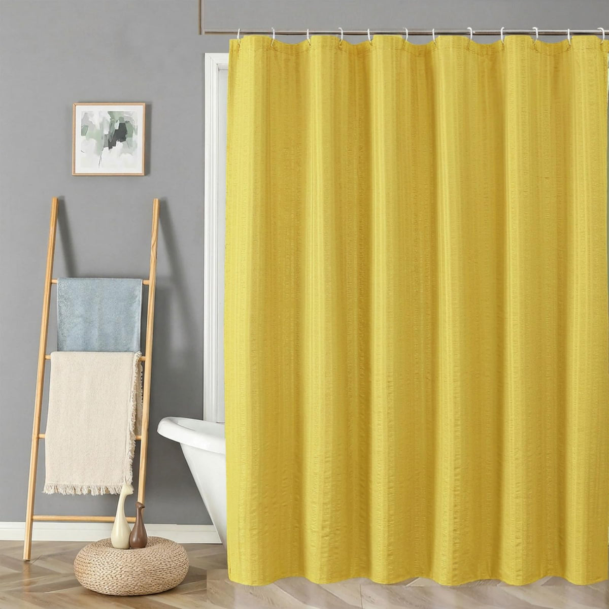 Aiyufeng Moga Sage Green Shower Curtain - 3D Embossed Textured Shower Curtains for Bathroom, Luxury Polyester Cloth Bath Curtain, 72Wx72H, Green