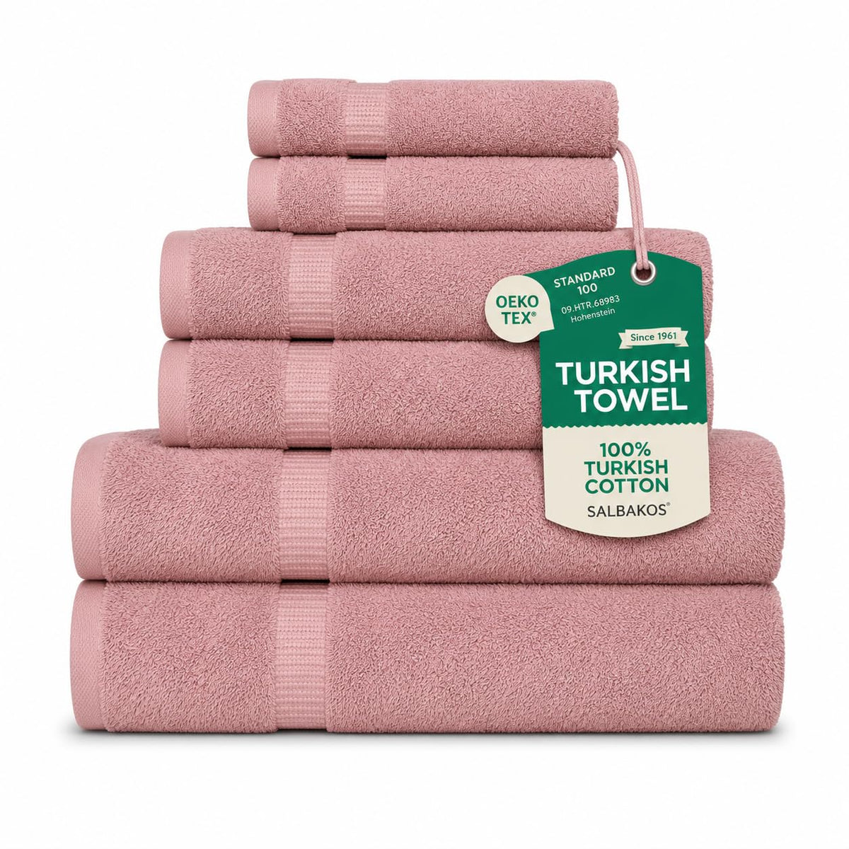 SALBAKOS 4-Piece 100% Turkish Cotton Bath Towels, 27x54 inch, White