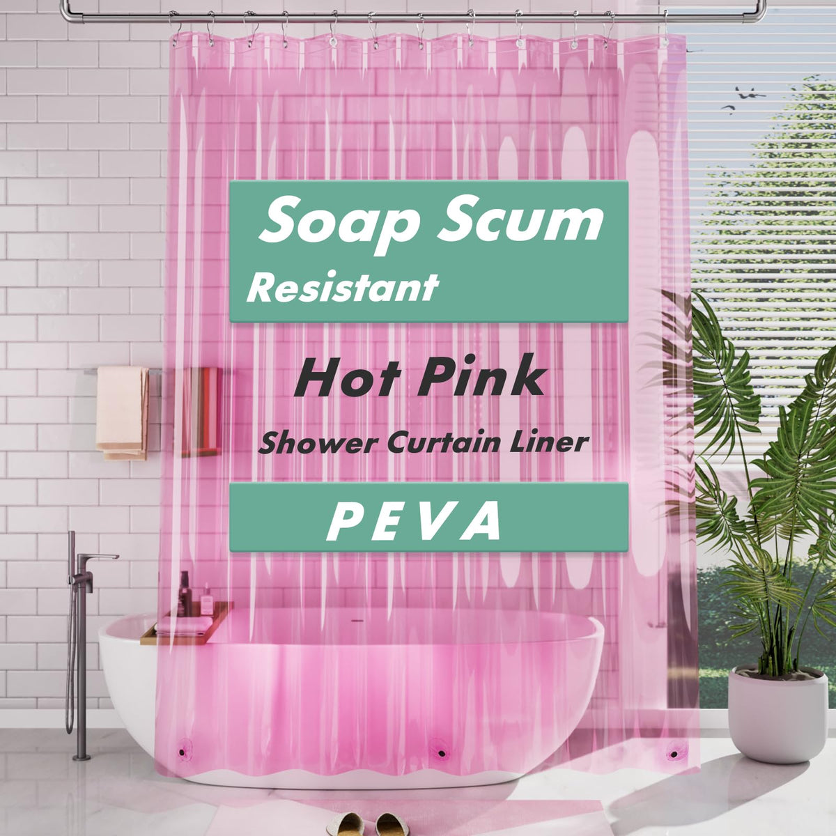 AmazerBath Shower Curtain Liner, 72x72 Clear Shower Curtain Liner, Waterproof Plastic Shower Liner, Cute Lightweight PEVA Shower Curtain for Bathroom with 3 Magnets and 12 Rustproof Metal Grommets