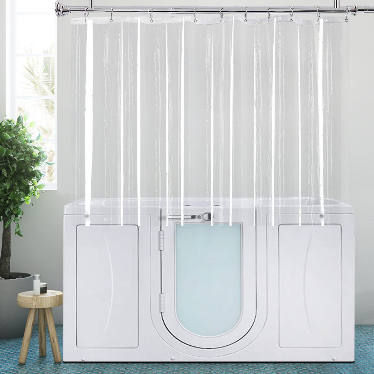 YISURE Short Shower Curtain Liner 48 Inch Length, Clear Peva for Walkin Tub