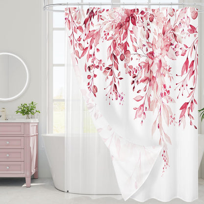 Gibelle 3 in 1 Shower Curtain Set, Grey Eucalyptus Curtain 72x72