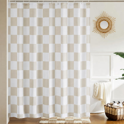 Ohocut Checkered Shower Curtain, Sage Green Shower Curtains for Bathroom, Cute Retro Checkboard Shower Curtain Vintage Aesthetic, Washable Fabric Bath Curtain 72''x72''