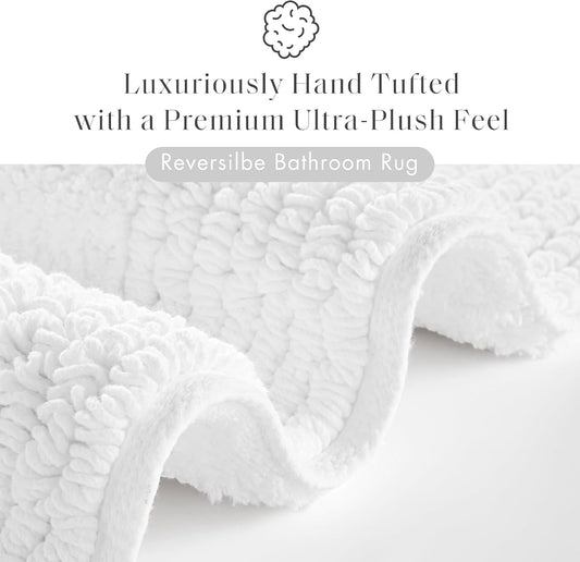 Madison Park Splendor Reversible 100% Cotton Bath Rug, 21 x 34, White