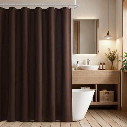 Naturoom Linen Shower Curtain 72 Inch Long for Bathroom Beige 1 Panel