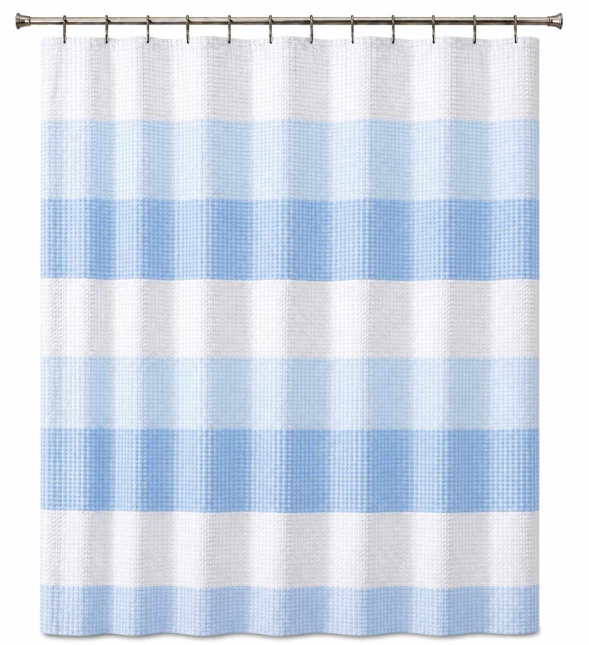 Dainty Home Ombre Waffle Weave Shower Curtain 70 x 72 Grey Textured Fabric Shower Curtain, Hotel Style Waffle Weave Bathroom Curtain, Water Resistant Polyester Ombre Shower Curtain