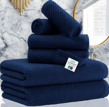 VOOVA & MOVAS 6PC Towel Set, 100% Cotton, Aqua Teal