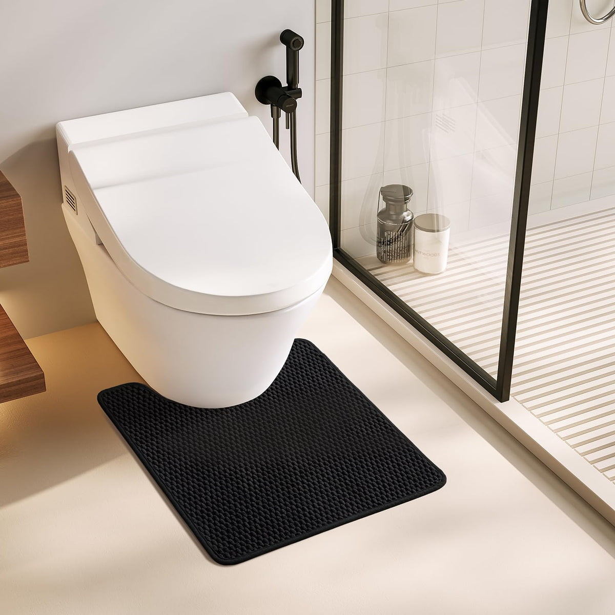 TYUU Bathroom Rugs Non Slip Washable, Super Absorbent Thin Bath Mat Small Quick Dry Low Pile Bathroom Rug, White 16"x24" / 1'4" x 2'
