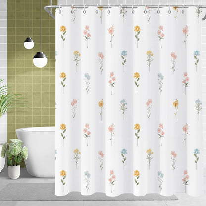 Boho Mid Century Shower Curtain, Modern Abstract with Hooks 72x72