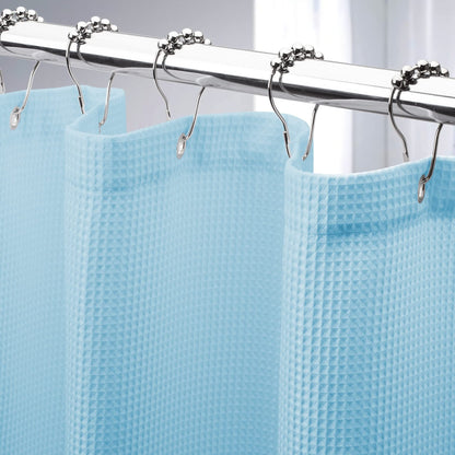 AmazerBath White Shower Curtain Fabric, Waffle Shower Curtains for Bathroom, Cloth Shower Curtain Heavy Duty, Thick Bathroom Shower Curtains Hotel Quality, Premium Polyester, 72x72 Inches