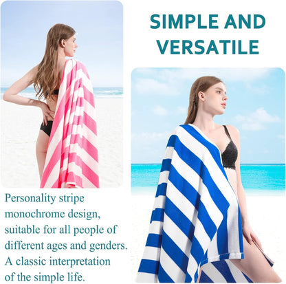 Genovega 6 Packs Oversized 72x40 Inch Stripe Beach Towel Thin Terry Set XL Big Extra Large Accessories Essentials Soft Clearance Super Pool Travel Bath Swim Camping Towels Bulk Men Women Adults Gift