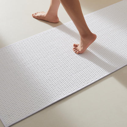 TYUU Bathroom Rugs Non Slip Washable, Super Absorbent Thin Bath Mat Small Quick Dry Low Pile Bathroom Rug, White 16"x24" / 1'4" x 2'