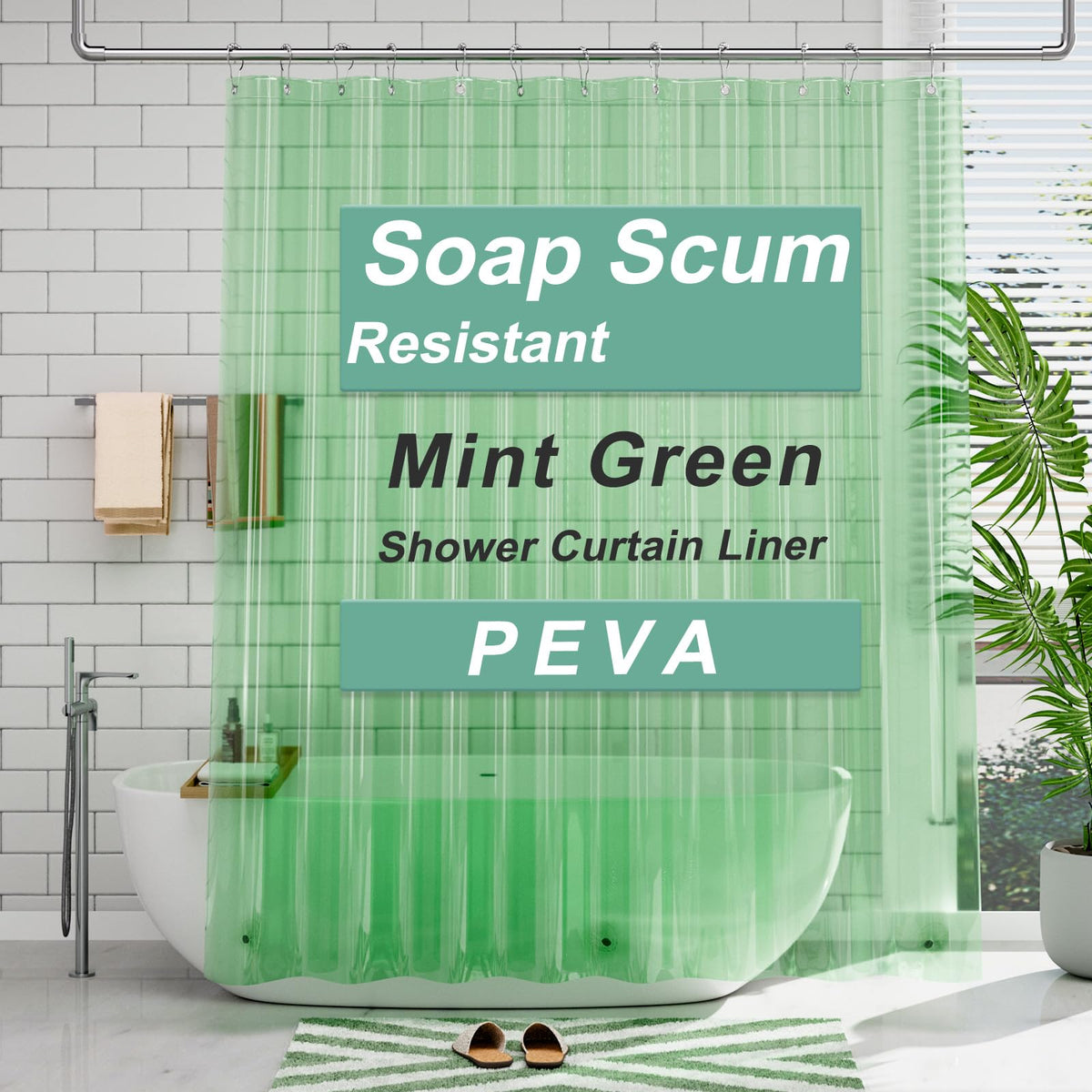 AmazerBath Shower Curtain Liner, 72x72 Clear Shower Curtain Liner, Waterproof Plastic Shower Liner, Cute Lightweight PEVA Shower Curtain for Bathroom with 3 Magnets and 12 Rustproof Metal Grommets