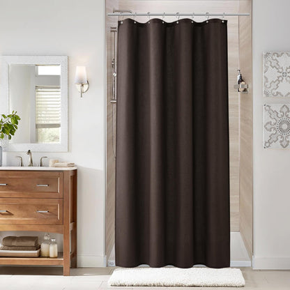 Naturoom Linen Shower Curtain 72 Inch Long for Bathroom Beige 1 Panel