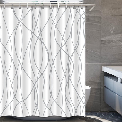 Striped Shower Curtain for Bathroom, Grey White, 72" W x 72" L