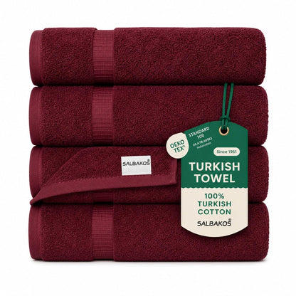 SALBAKOS 4-Piece 100% Turkish Cotton Bath Towels, 27x54 inch, White