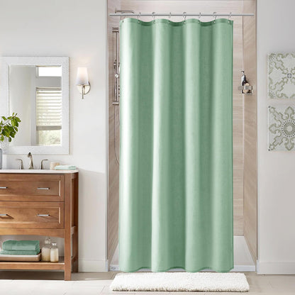 Naturoom Linen Shower Curtain 72 Inch Long for Bathroom Beige 1 Panel