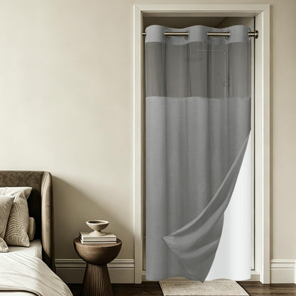 SORTTO Ringless Slub Shower Curtain with Snap in Liner, 71x74, Black