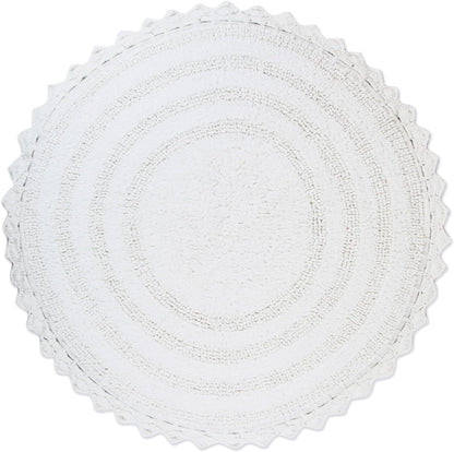 DII Crochet Collection Reversible Bath Mat, Small Oval, 17x24, White