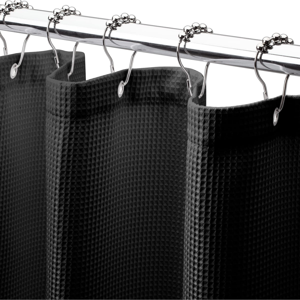 AmazerBath White Shower Curtain Fabric, Waffle Shower Curtains for Bathroom, Cloth Shower Curtain Heavy Duty, Thick Bathroom Shower Curtains Hotel Quality, Premium Polyester, 72x72 Inches