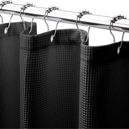 AmazerBath White Shower Curtain Fabric, Waffle Shower Curtains for Bathroom, Cloth Shower Curtain Heavy Duty, Thick Bathroom Shower Curtains Hotel Quality, Premium Polyester, 72x72 Inches