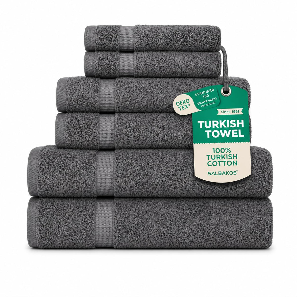 SALBAKOS 4-Piece 100% Turkish Cotton Bath Towels, 27x54 inch, White