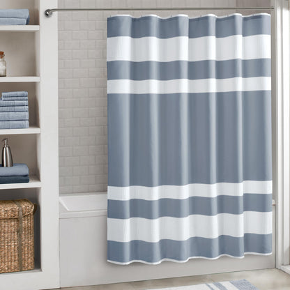 Madison Park Spa Waffle Shower Curtain for Bathroom, 72 x 72, Grey
