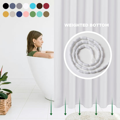 Fabric Shower Curtain Liner 72x72 Inch-White Standard Size Shower Liners