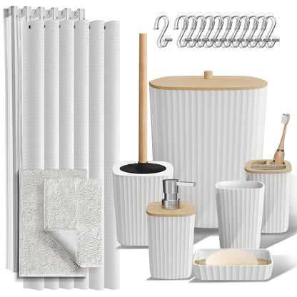 Clara Clark Black Bathroom Set, Shower Curtain Set, Bathroom Accessory Set