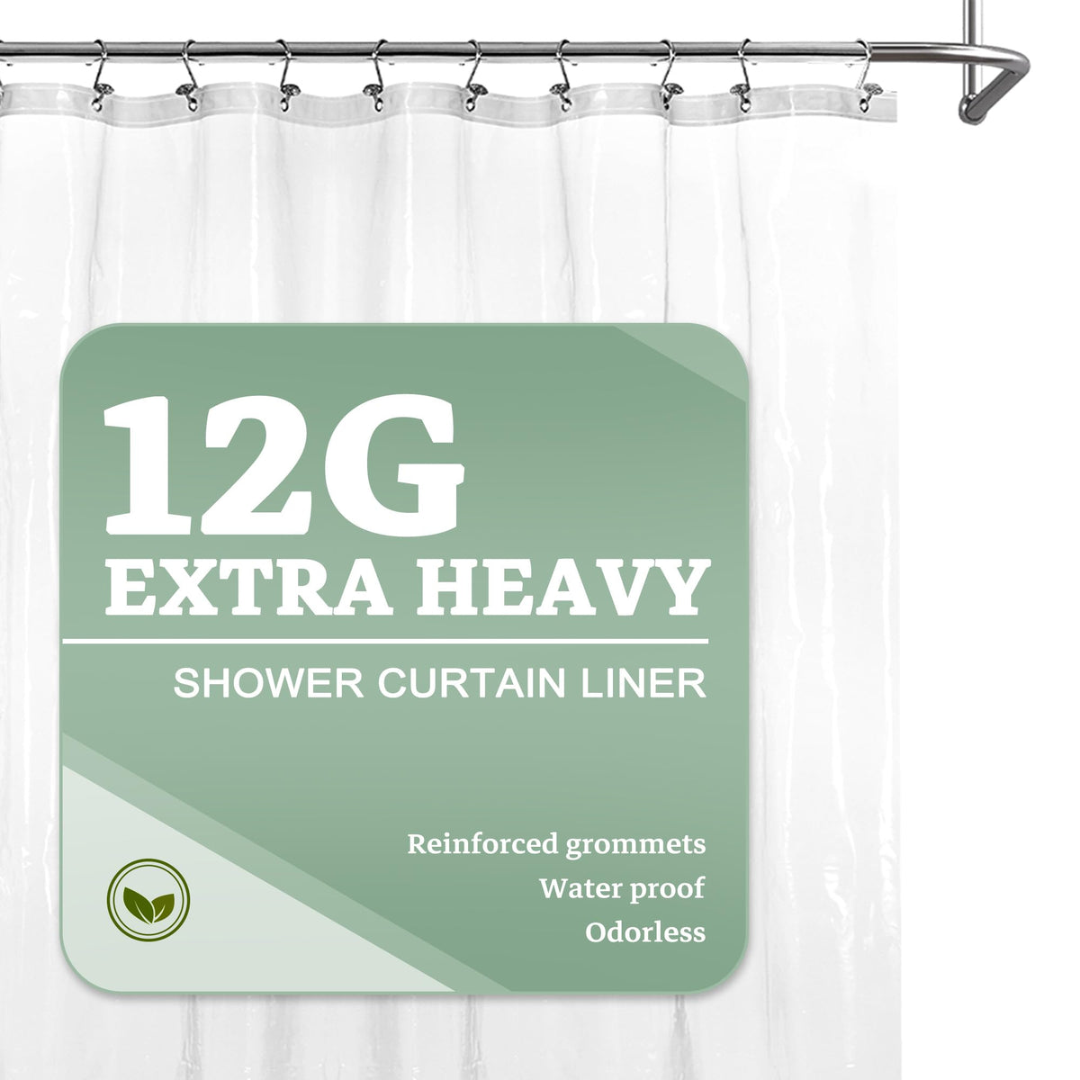 Barossa Design Oeko-tex Certified Shower Curtain Liner Standard Size, Clear