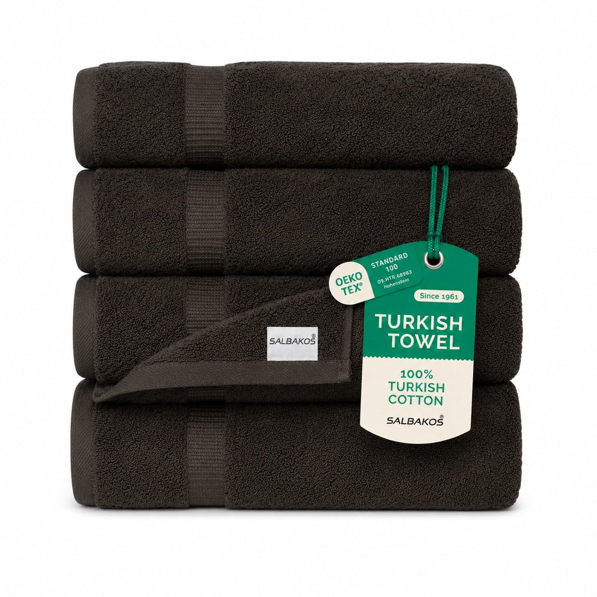 SALBAKOS 4-Piece 100% Turkish Cotton Bath Towels, 27x54 inch, White