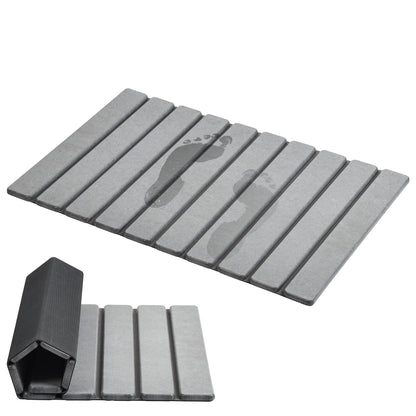 AWW Foldable Stone Bath Mat, Diatomaceous, 23.6"x15.5", Grey