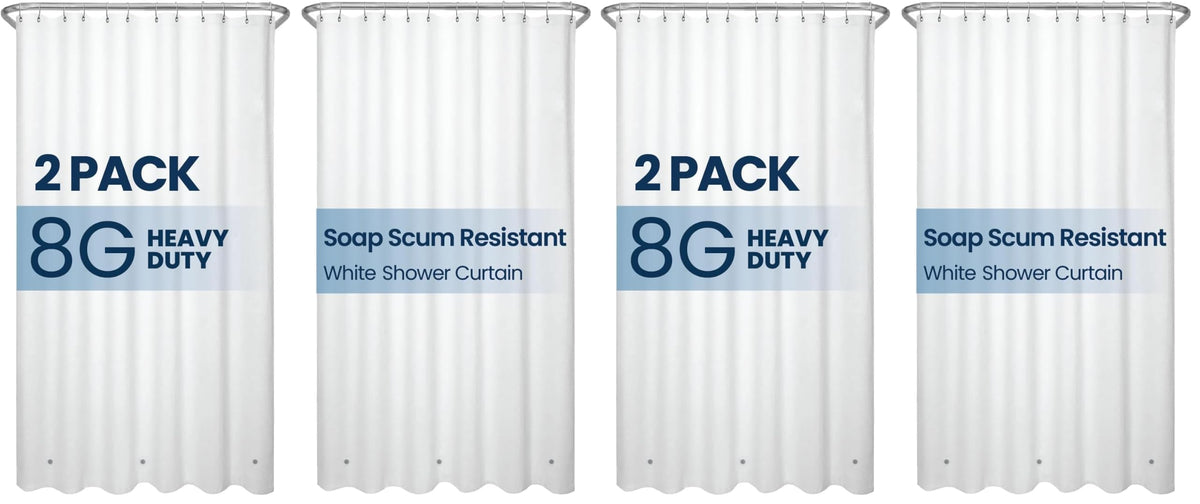 LiBa Shower Curtain PEVA 8G, 72x72 Inch Waterproof White