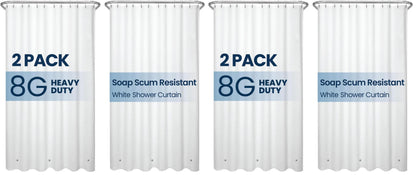 LiBa Shower Curtain PEVA 8G, 72x72 Inch Waterproof White