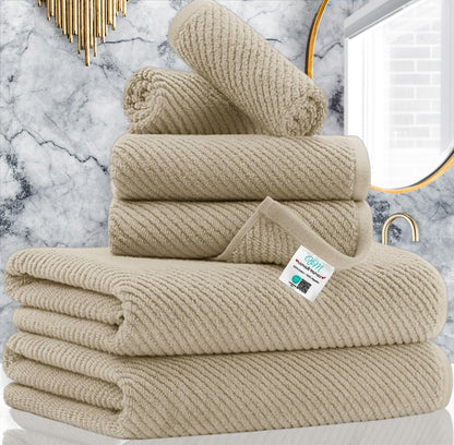 VOOVA & MOVAS 6PC Towel Set, 100% Cotton, Aqua Teal