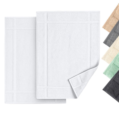Pearl Linens 6 Pack Cotton Bath Mats for Bathroom, 20" X 30", White