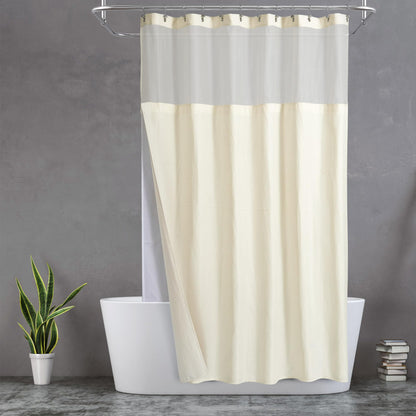 N&Y HOME Waffle Weave Shower Curtain with Snap-in Liner Set White, 71x72