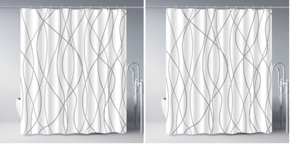 Striped Shower Curtain for Bathroom, Grey White, 72" W x 72" L
