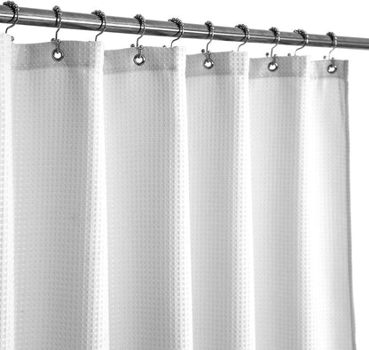 Barossa Design Waffle Weave Stall Shower Curtain Fabric 54 x 72 Inch, White