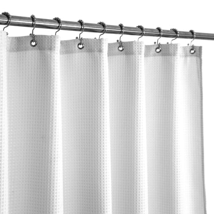 Barossa Design Waffle Weave Extra Long Shower Curtain White 84 Inch Length