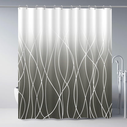 Striped Shower Curtain for Bathroom, Grey White, 72" W x 72" L