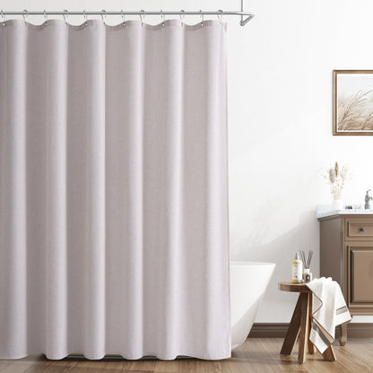 Naturoom Linen Shower Curtain 72 Inch Long for Bathroom Beige 1 Panel